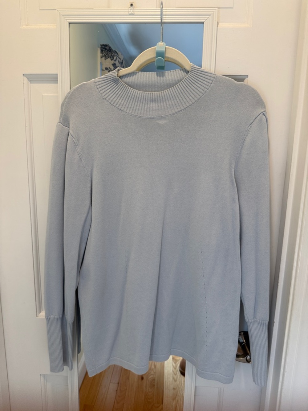 J. McLaughlin Sky Blue Ribbed Knit Top